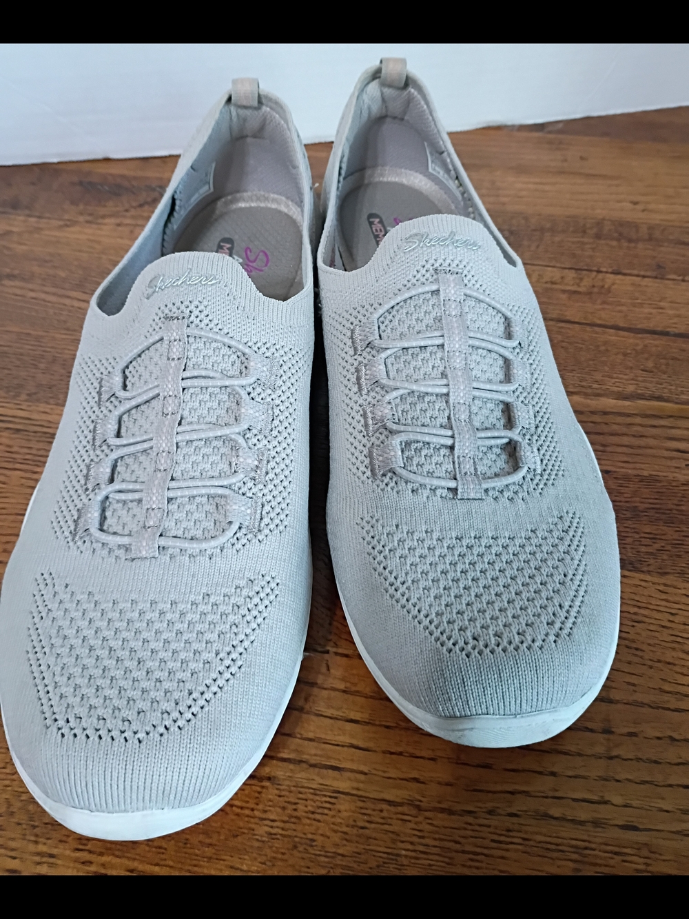 Skechers Women's Light Gray Slip-On Knit Sneakers